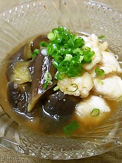 ナスとささみ 煮物素麺-レシピのメイン写真