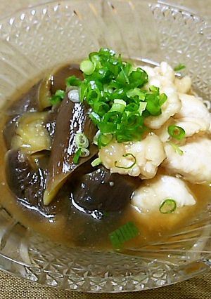 ナスとささみ 煮物素麺-レシピのメイン写真