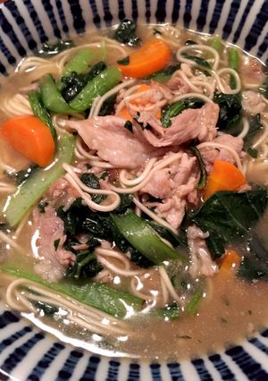 小松菜と豚肉のワンポットにゅうめん-レシピのメイン写真