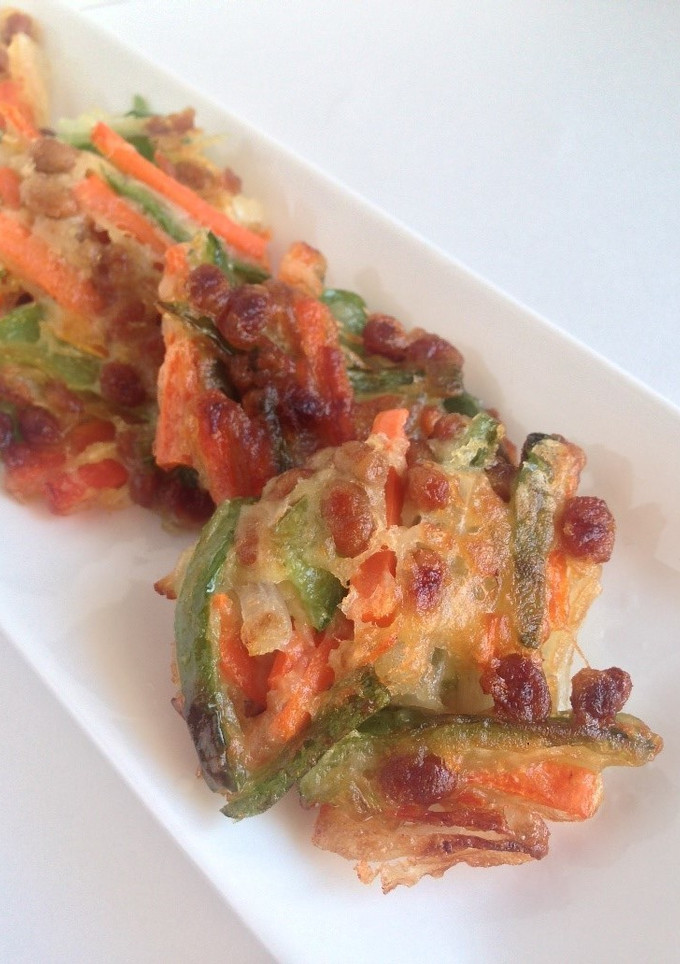簡単給食　夏野菜と納豆のかき揚げ-レシピのメイン写真