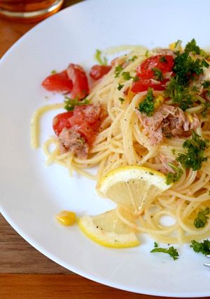 ツナ缶とトマトの冷製パスタ-レシピのメイン写真