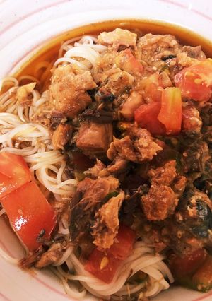 マンネリ解消！サバ缶トマトそうめん-レシピのメイン写真