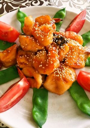 サケとエビの黒酢中華炒め♪-レシピのメイン写真