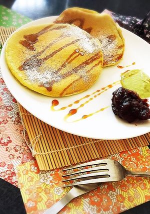 簡単☆低カロリー☆抹茶豆乳パンケーキ-レシピのメイン写真