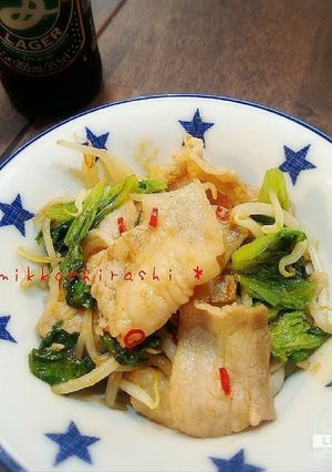 簡単！豚バラ肉とレタスの焼肉タレ炒め☆-レシピのメイン写真