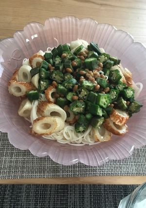 夏に☆納豆とオクラのネバネバそうめん-レシピのメイン写真