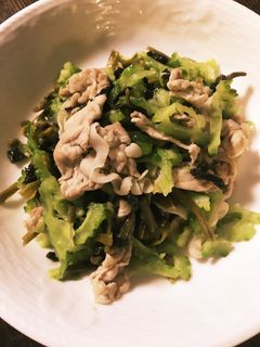 ゴーヤと豚肉高菜炒め-レシピのメイン写真