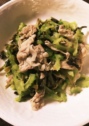 ゴーヤと豚肉高菜炒め-レシピのメイン写真