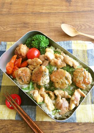 お弁当のごはんに”鶏の照り焼きつくね丼”-レシピのメイン写真