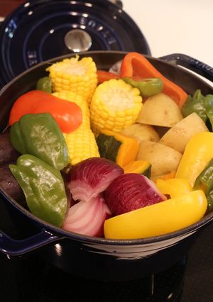 キムチディップが主役の蒸し野菜。-レシピのメイン写真