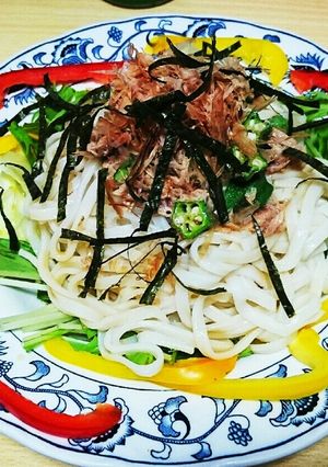 ツナと梅オクラのサラダうどん❁-レシピのメイン写真