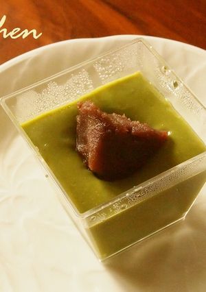 小豆と抹茶のとろ～りなめらか豆乳プリン-レシピのメイン写真