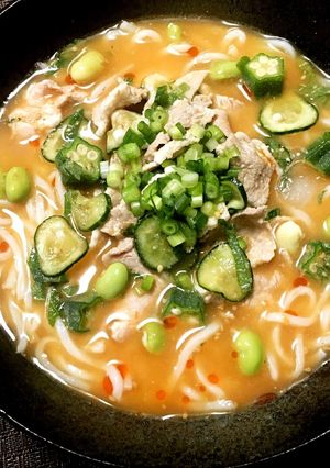 こんにゃく麺☆豚冷しゃぶのピリ辛冷や汁-レシピのメイン写真
