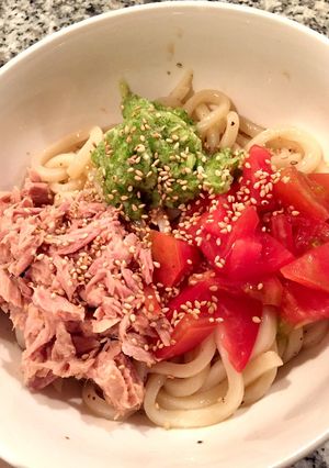 暑い夏に！簡単 冷たい三色サラダうどん-レシピのメイン写真