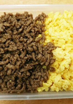 合挽きミンチと卵の２色丼-レシピのメイン写真