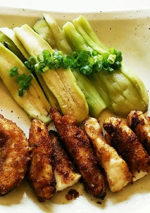 お煎餅衣のササミフライと蒸し茄子-レシピのメイン写真