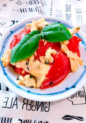 バジルで風味UP♡トマトと卵の炒め物-レシピのメイン写真