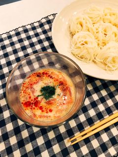 脱マンネリ!!豆乳トマトつゆそうめん-レシピのメイン写真