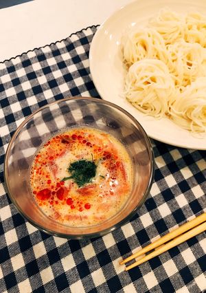 脱マンネリ！！豆乳トマトつゆそうめん-レシピのメイン写真