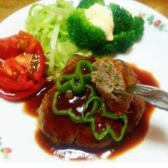 A picture of ピーマン大量消費ハンバーグ.