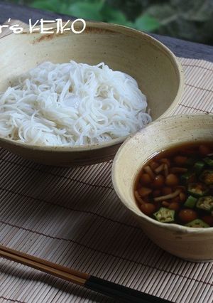 【農家のレシピ】オクラとなめこのお素麺-レシピのメイン写真