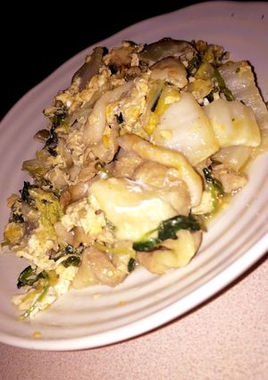 豆苗と豚バラの卵とじ炒め-レシピのメイン写真