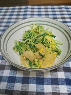 簡単!ヘルシー!豆苗と麩の卵とじ-レシピのメイン写真