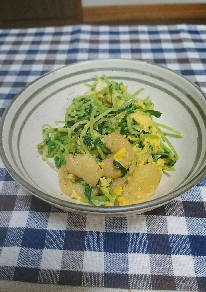 簡単！ヘルシー！豆苗と麩の卵とじ-レシピのメイン写真