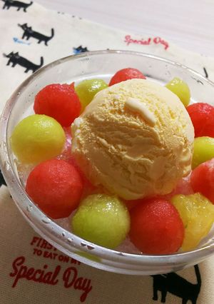 いつものかき氷にプラス！スイカメロン-レシピのメイン写真