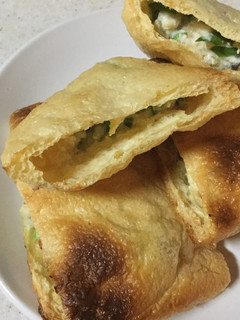 餃子の具で!油揚げの納豆餃子詰め-レシピのメイン写真