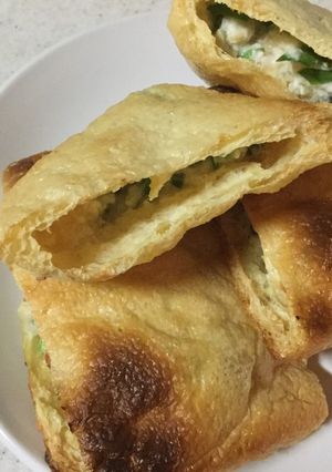 餃子の具で！油揚げの納豆餃子詰め-レシピのメイン写真