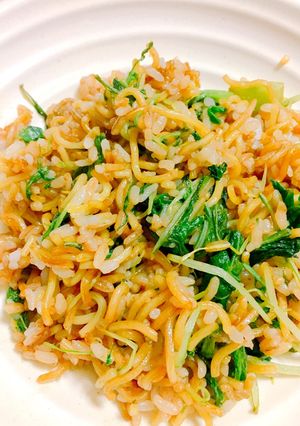 水菜とチンゲン菜のそば飯-レシピのメイン写真