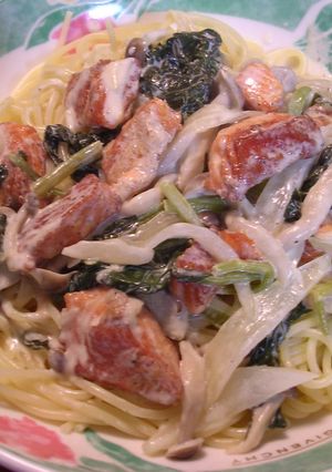 鮭ときのこのクリームパスタ-レシピのメイン写真