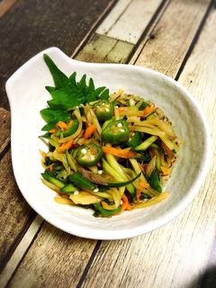 夏の常備菜☆オクラと茗荷のめんつゆ漬け-レシピのメイン写真