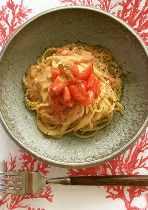 コク旨レシピ♡豆乳トマトクリームパスタ-レシピのメイン写真
