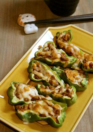 簡単おつまみ♪ピーマンの納豆キムチ詰め-レシピのメイン写真