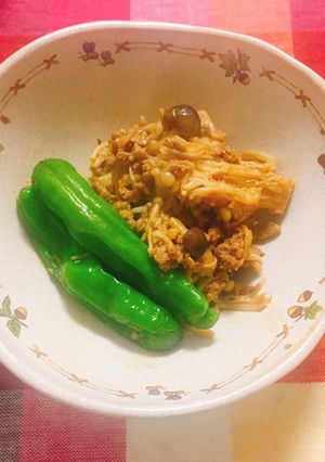 キノコとししとうのピリ辛ひき肉炒め-レシピのメイン写真
