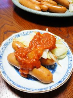 ウインナー&野菜炒め、トマトソースかけ-レシピのメイン写真