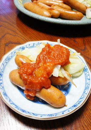 ウインナー＆野菜炒め、トマトソースかけ-レシピのメイン写真