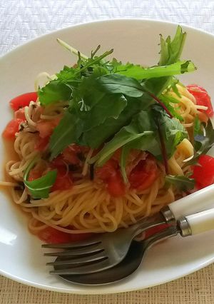 ツナとトマトの和風冷製パスタゆず胡椒風味-レシピのメイン写真