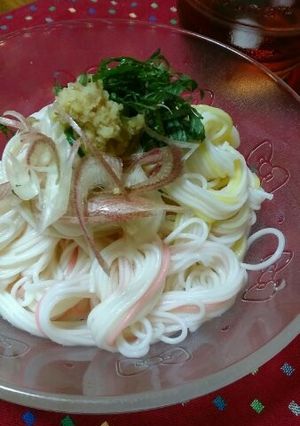 そうめんの盛り付けのコツ♡(#^^#)♡-レシピのメイン写真