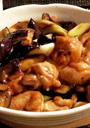 意外と簡単黒酢炒め！ナス鶏ネギの黒酢炒め-レシピのメイン写真