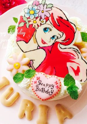 キャラチョコ♡誕生日ケーキ♡アリエル-レシピのメイン写真