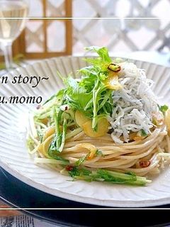 水菜とシラスのペペロンチーノ-レシピのメイン写真