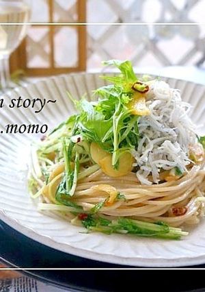 水菜とシラスのペペロンチーノ-レシピのメイン写真