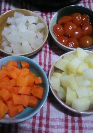 炊飯器でまとめて離乳食中期～後期蒸し野菜-レシピのメイン写真