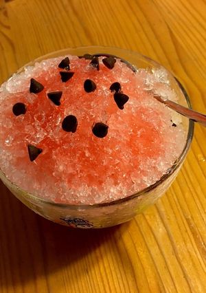 見た目はすいか！味はいちご！なかき氷-レシピのメイン写真