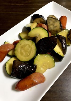 茄子とズッキーニ&チョリソのマヨてり-レシピのメイン写真