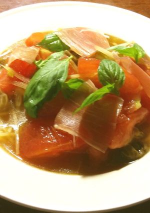 トマトとじゅんさいの冷たいパスタ-レシピのメイン写真