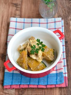 蒸し鶏とかぼちゃのごま和え【作りおき】-レシピのメイン写真